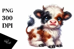 Watercolor Baby Highland Cow in a Pocket Product Image 3