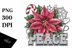 Peace Watercolor Poinsettia Png Product Image 5