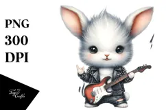 Rock Baby Bunny with Big Eyes PNG Product Image 1