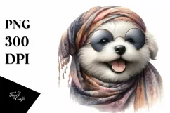 Funny Puppy Portrait in Boho Style | Clipart Product Image 3