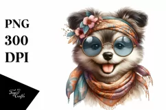 Funny Puppy Portrait in Boho Style | Clipart Product Image 3