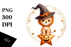 Cute Baby Lion on Star for Halloween PNG Product Image 1