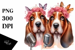 Watercolor Basset Hound Singer | Clipart Product Image 3