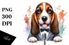 Watercolor Basset Hound Singer | Clipart Product Image 3