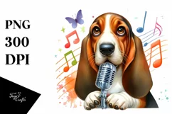 Watercolor Basset Hound Singer | Clipart Product Image 1