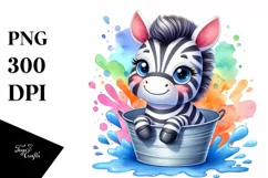 Colorful Smiling Baby Zebra Bucket Splash Product Image 3