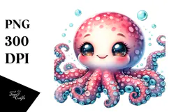 Energetic Baby Octopus, High-Res PNG Product Image 1