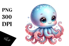 Energetic Baby Octopus, High-Res PNG Product Image 1