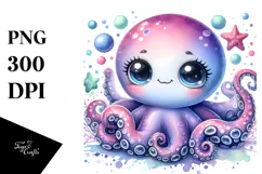 Energetic Baby Octopus, High-Res PNG Product Image 1