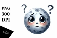 Confused Moon Clipart, High-Res PNG Product Image 1