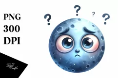 Confused Moon Clipart, High-Res PNG Product Image 1
