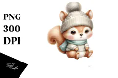 Santa Squirrel with Winter Clothes PNG Product Image 1