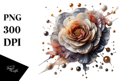 Abstract Ranunculus with Golden Insertions, Transparent PNG Product Image 1