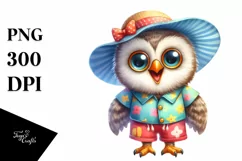 Excited Owl Beachwear | White Background Clipart Product Image 3