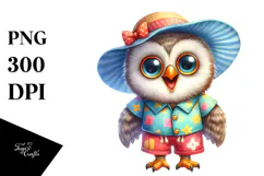 Excited Owl Beachwear | White Background Clipart Product Image 1