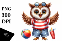 Excited Owl Beachwear | White Background Clipart Product Image 1