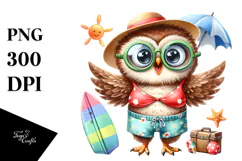 Funny Owl Beachwear | Watercolor Clipart Product Image 1