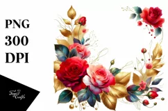 Abstract Watercolor Frame in Gold Foil | Clipart Product Image 1