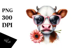 Funny Cow with Party Hat, Transparent PNG Product Image 1