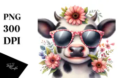 Funny Cow with Party Hat, Transparent PNG Product Image 1