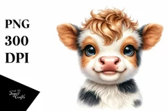 Watercolor Highland Cow Sticker | Sublimation | Clipart Product Image 3