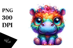 Cute Baby Hippo Layered | White Background Clipart Product Image 1