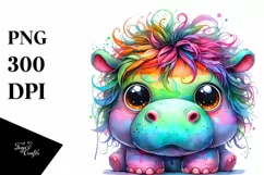 Colorful Baby Hippo PNG Product Image 1