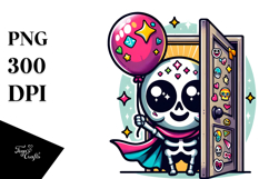 Cute Skeleton with Balloon PNG Product Image 1