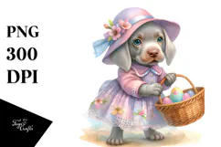 Easter Baby Weimaraner Watercolor, PNG Product Image 1