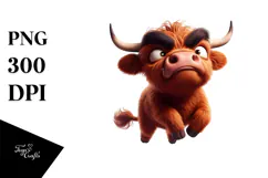 Ridiculously Cute Highland Cow Jumping, High-Res PNG Product Image 1