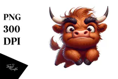 Ridiculously Cute Highland Cow Jumping, High-Res PNG Product Image 1