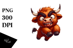 Exaggerated Highland Cow with Human-Like Eyebrows PNG Product Image 1