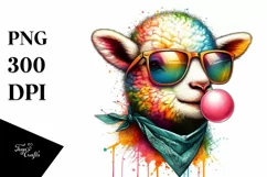 Quirky Colored Lamb Portrait | Sublimation | Clipart Product Image 1