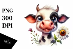 Cow Goofy Flower Cow Portrait | Clipart Product Image 1