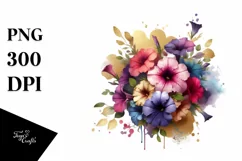 Colorful Petunia Bouquet with Gold Foil Accents Product Image 1