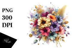 Colorful Bouquet with Petunia Splash | Sublimation | Clipart Product Image 1