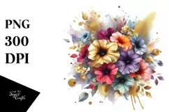 Colorful Bouquet with Petunia Splash | Sublimation | Clipart Product Image 1