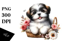 Watercolor Baby Shih Tzu, PNG Product Image 1