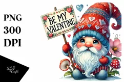 Detailed Gnome with "Be My Valentine" PNG Product Image 1