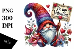 Detailed Gnome with "Be My Valentine" PNG Product Image 1