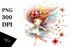 Tumbling Fairy Watercolor | Clipart Product Image 1