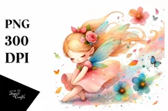 Tumbling Fairy Watercolor | Clipart Product Image 3