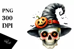 Funny Halloween Clipart with Skull PNG Product Image 3