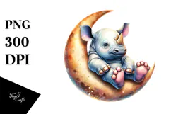 Rhino on Moon with Snow PNG Product Image 1