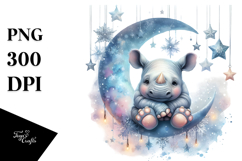 Rhino on Moon with Snow PNG Product Image 1
