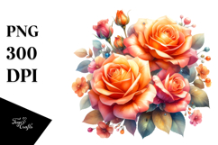 Orange Roses Glossy Petals PNG Product Image 1