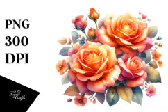 Orange Roses Glossy Petals PNG Product Image 1