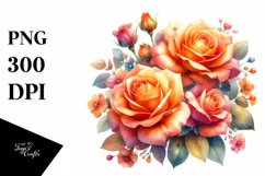 Orange Roses Glossy Petals PNG Product Image 3