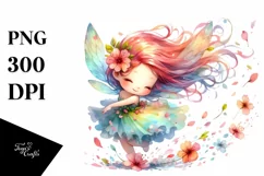 Watercolor Cute Fairy Sticker | Clipart Product Image 1
