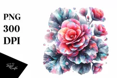 Watercolor Begonia Marble Splash | Sublimation | Clipart Product Image 1